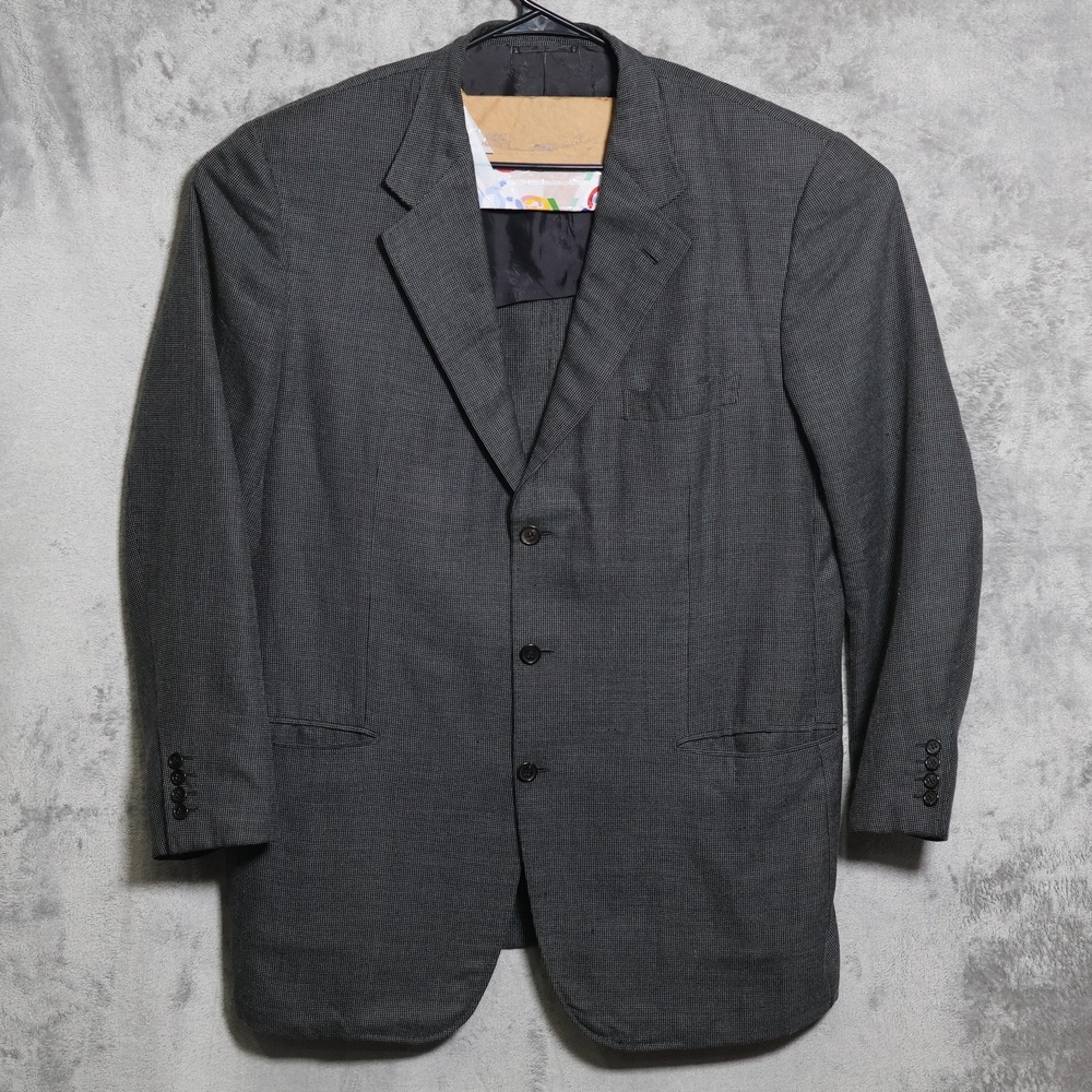 Brioni Sport Coat Mens 46L Gray Micro Check Wool Preppy Luxury Made in Italy